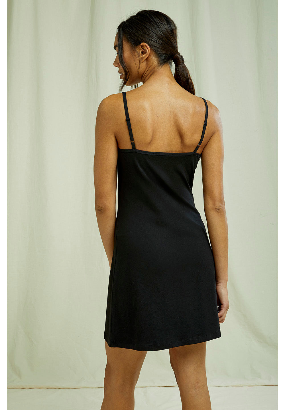 Robe légère noire en coton bio -  lace trim slip
