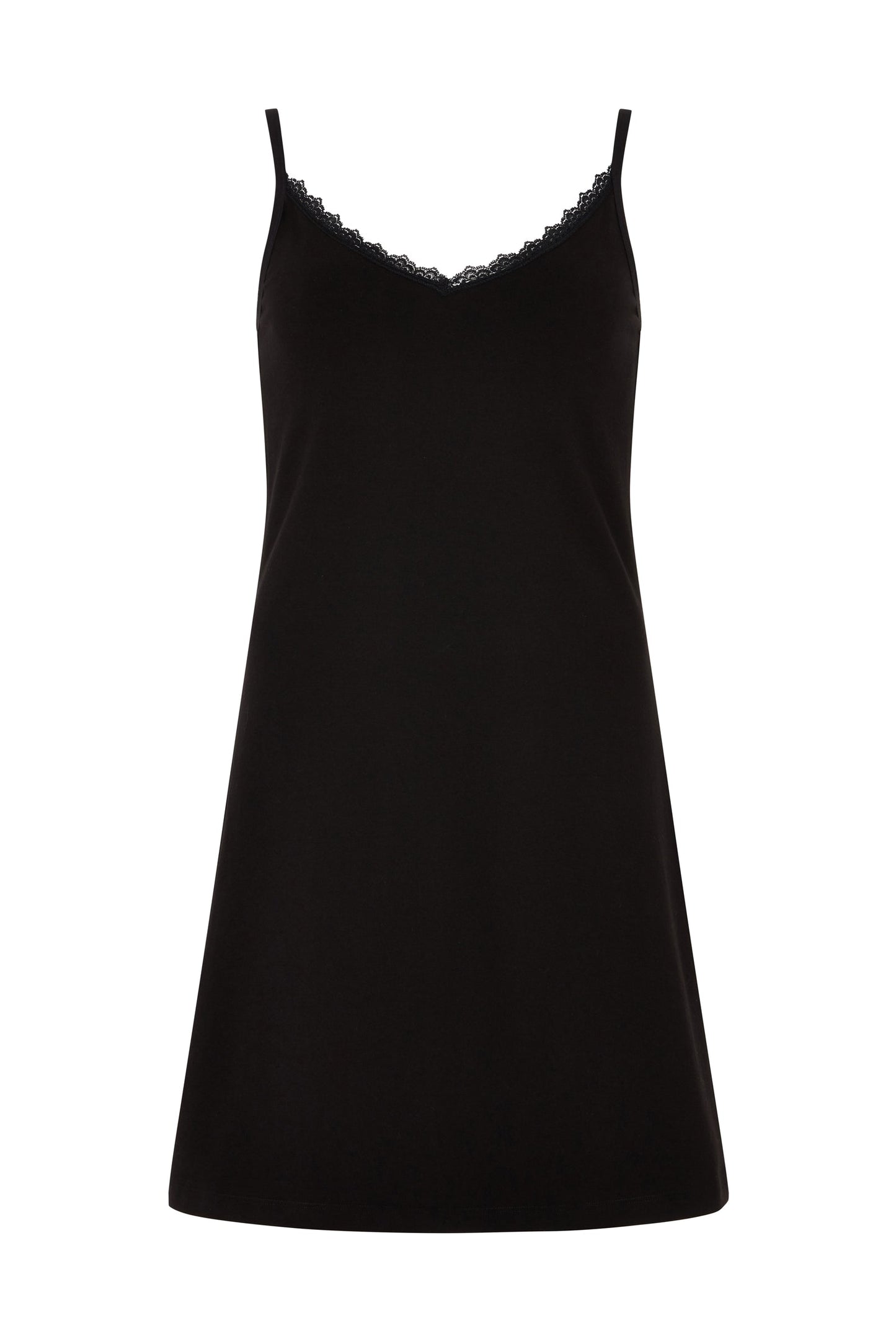 Robe légère noire en coton bio -  lace trim slip