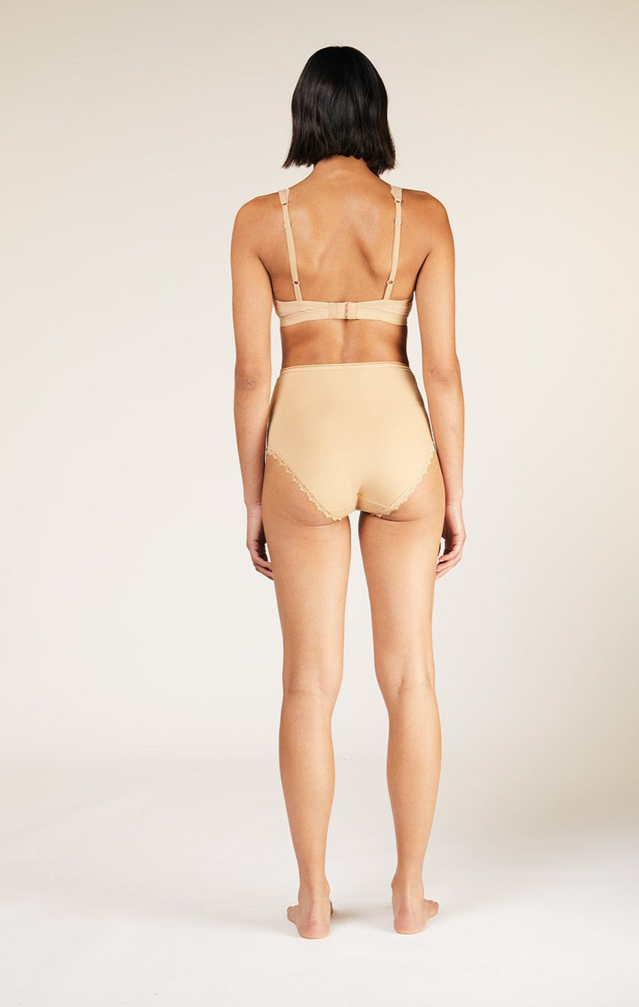 Soutien-gorge beige en coton bio - lace trim triangle