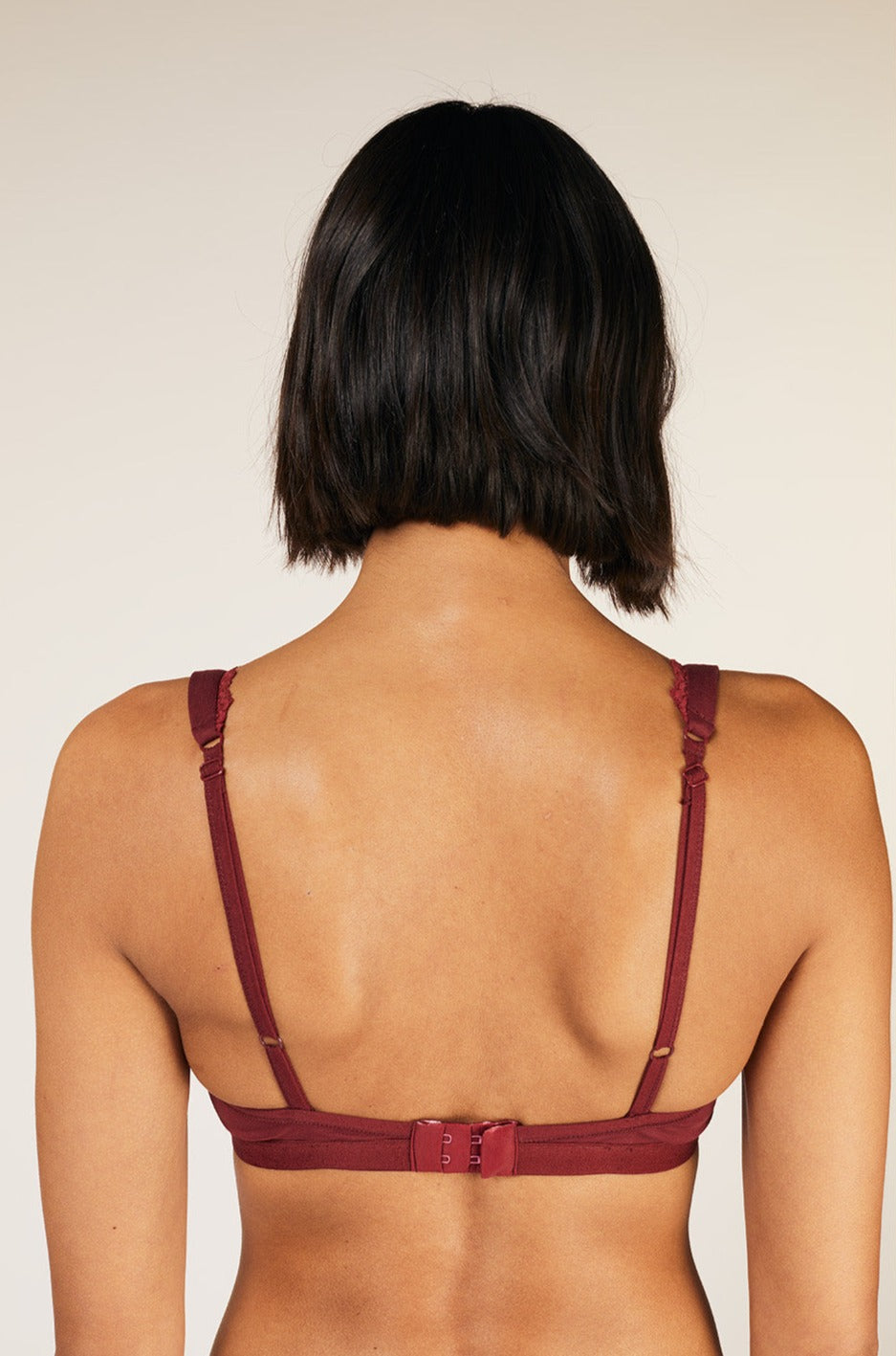 Bralette bordeaux en coton bio - lace trim triangle
