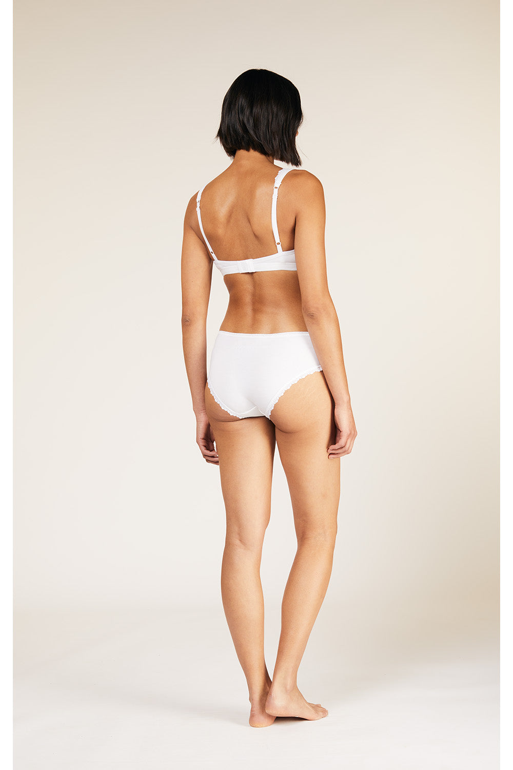 Bralette blanche en coton bio - lace trim triangle eco white