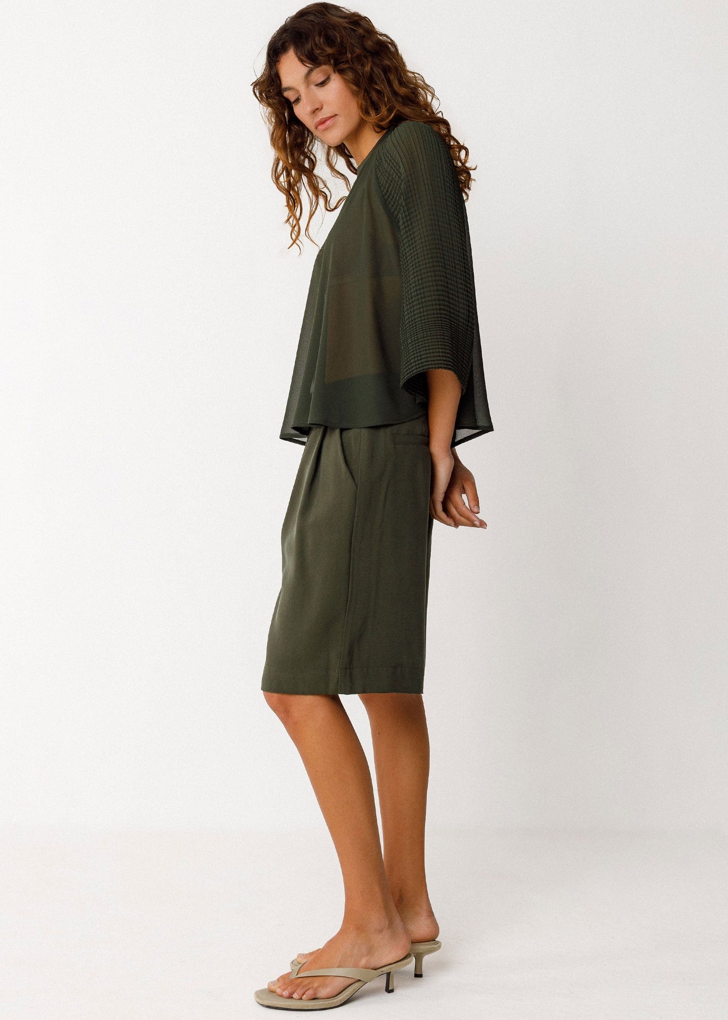 Short en ecovero | kaki "bermuda laida - bottle green"