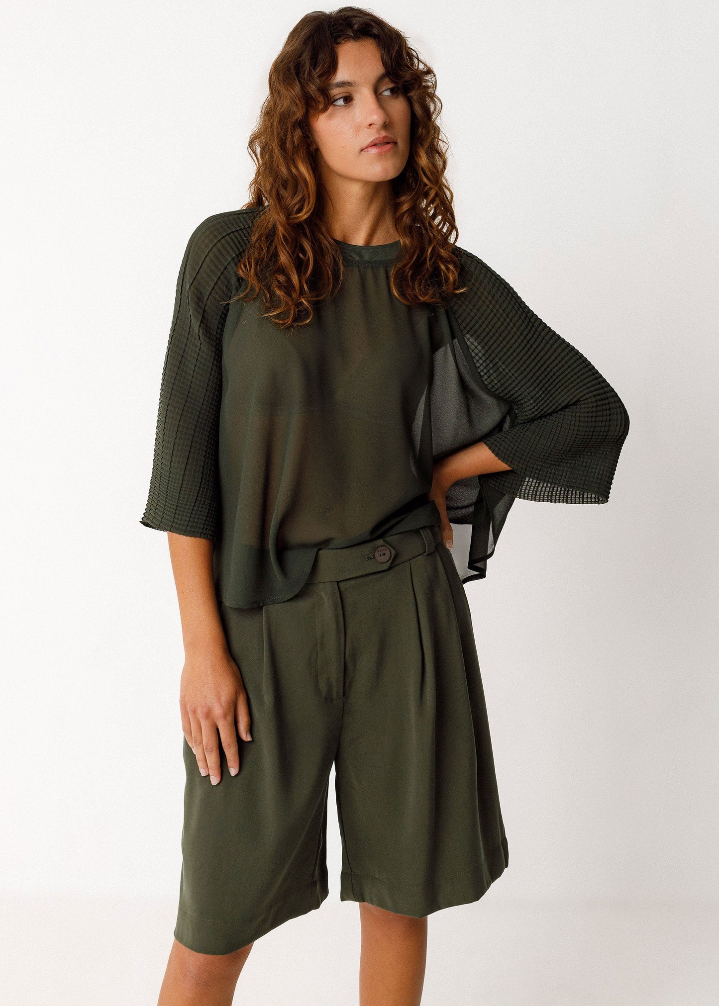 Short en ecovero | kaki "bermuda laida - bottle green"