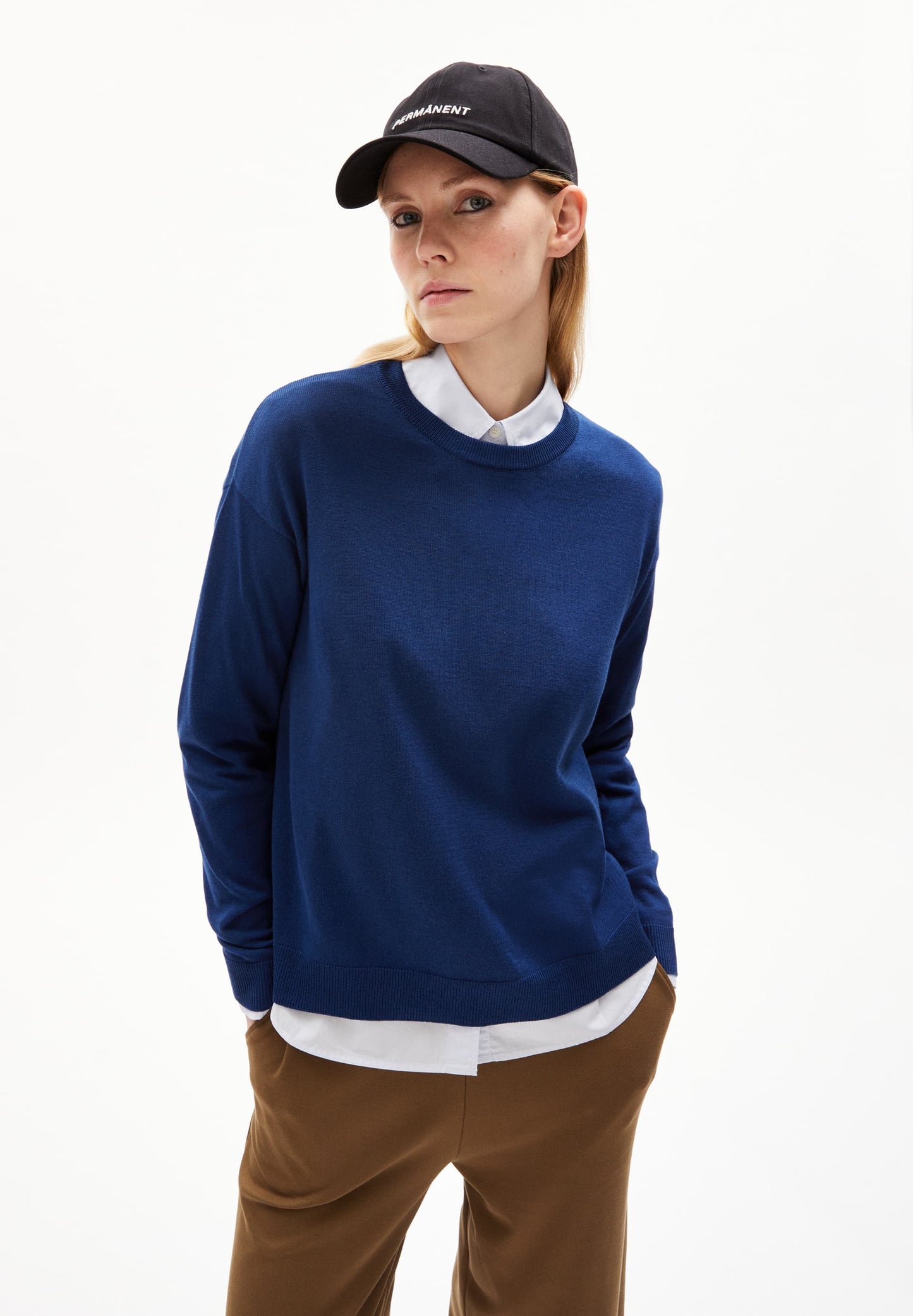 pull léger en coton bio | bleu "larunaa - faded indigo"