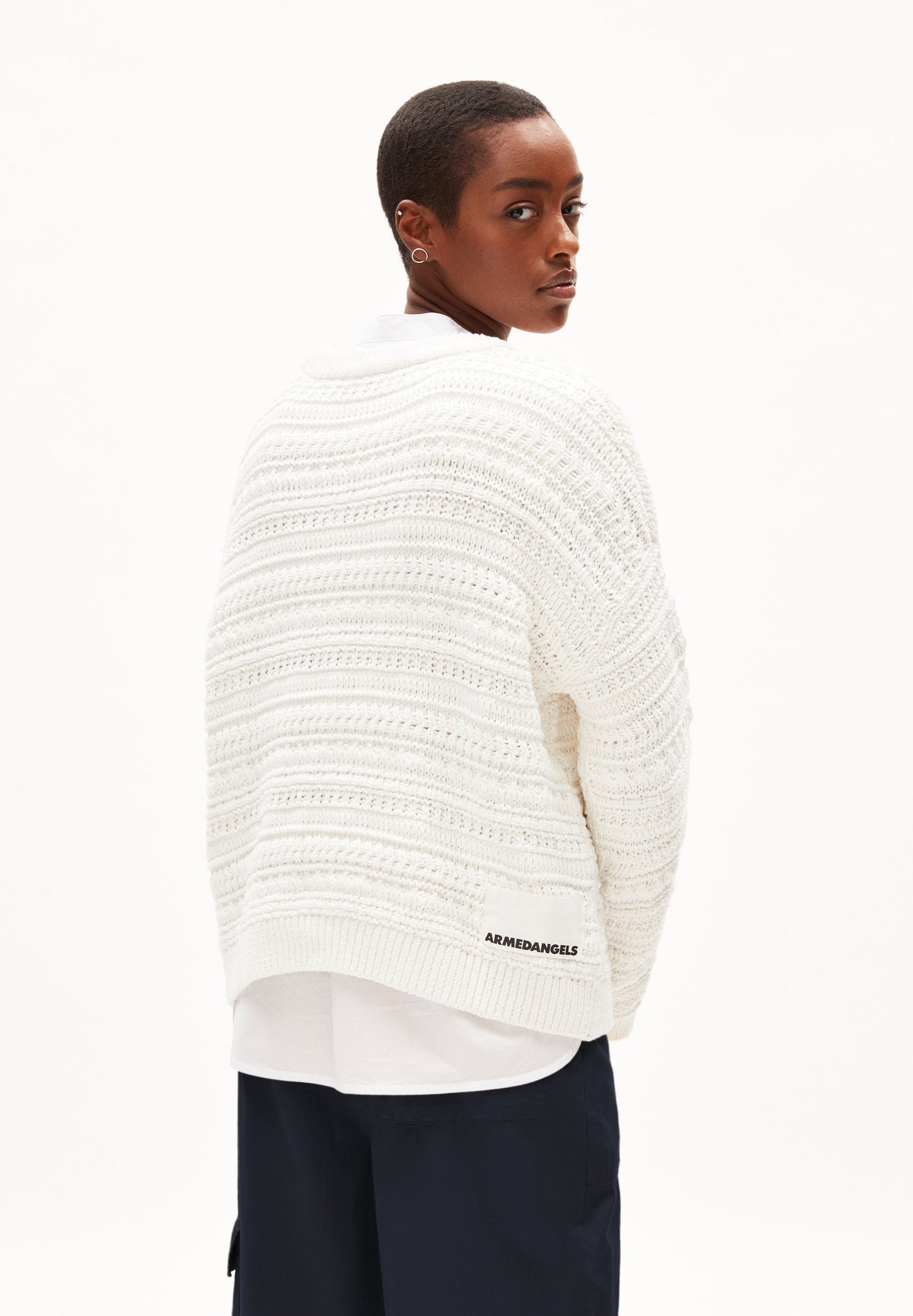 Pull blanc maille en coton bio - laniaa off white