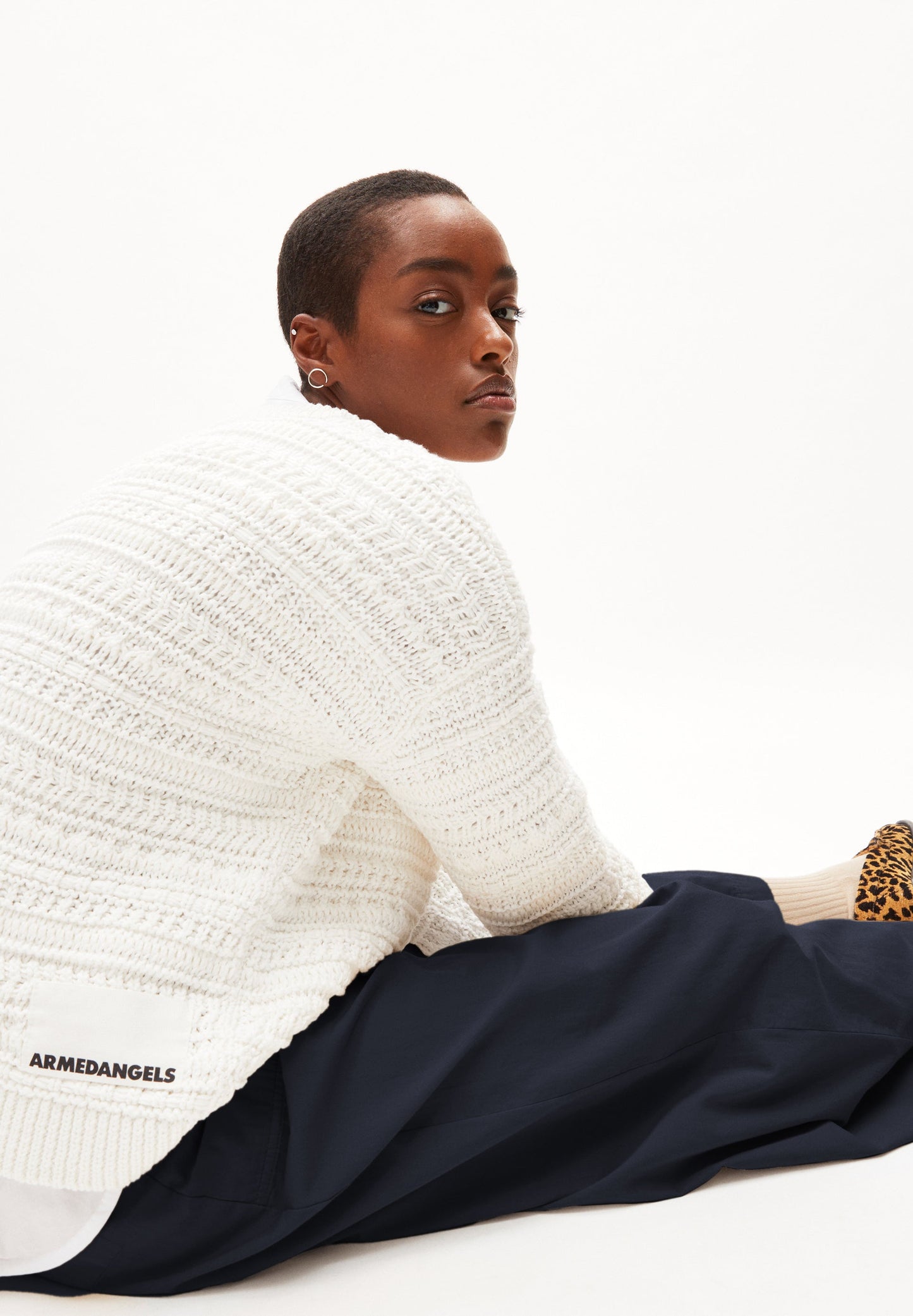 Pull blanc maille en coton bio - laniaa off white