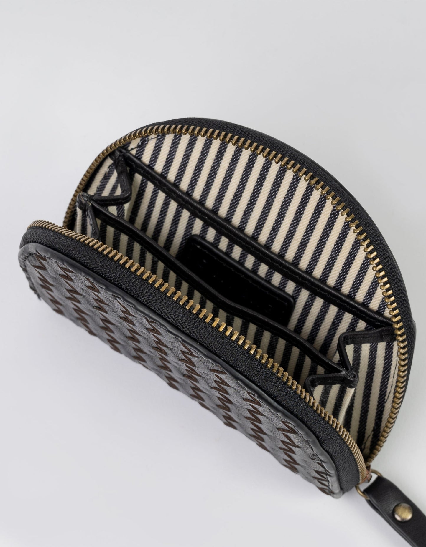 Porte monnaie en cuir certifié | noir "laura coin purse - black woven classic leather"