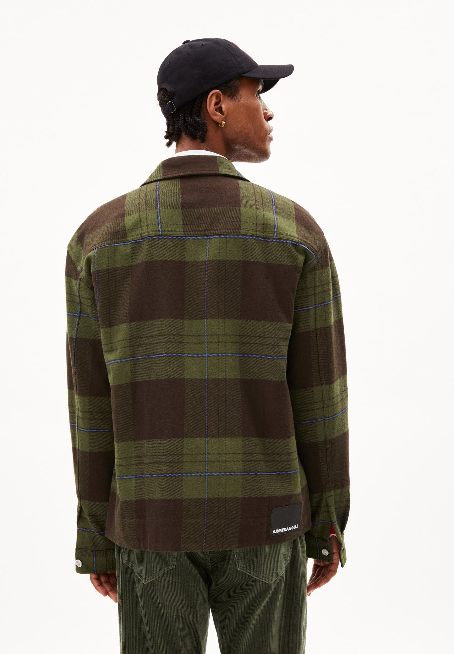Veste à carreaux en coton bio | kaki "lavaas check dark swamplight carbon green"