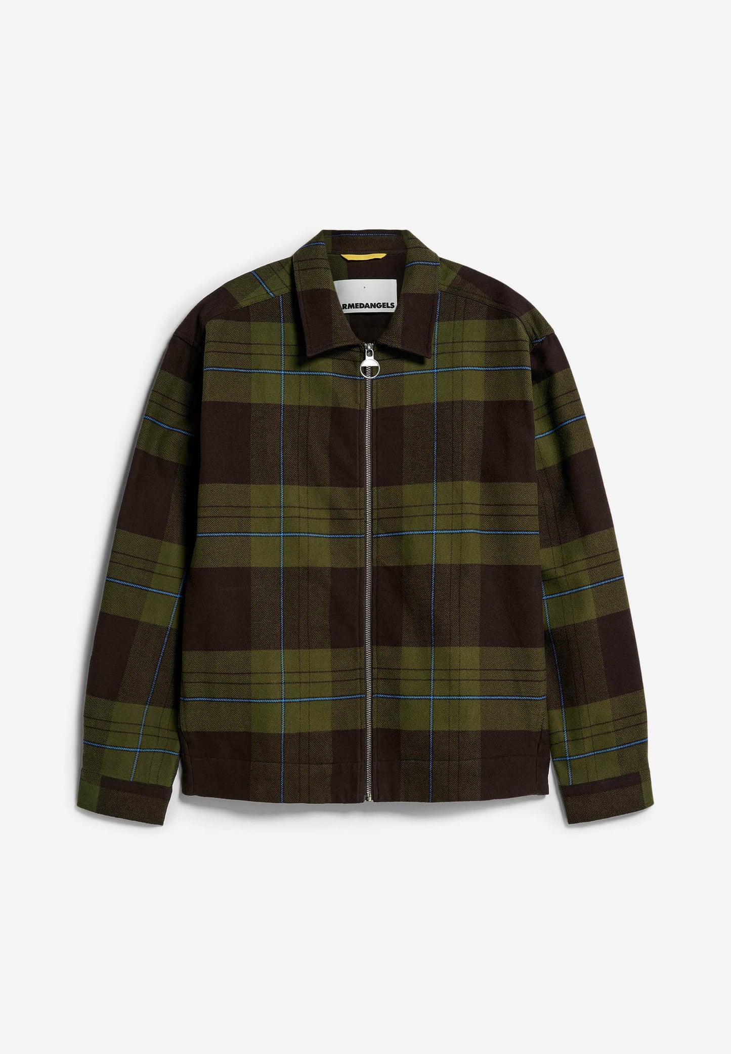 Veste à carreaux en coton bio | kaki "lavaas check dark swamplight carbon green"