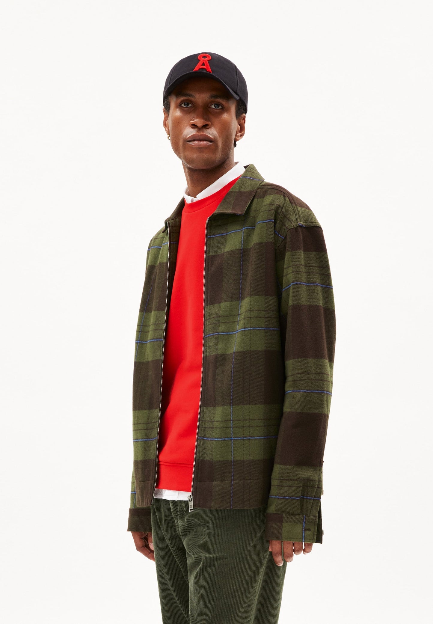 Veste à carreaux en coton bio | kaki "lavaas check dark swamplight carbon green"