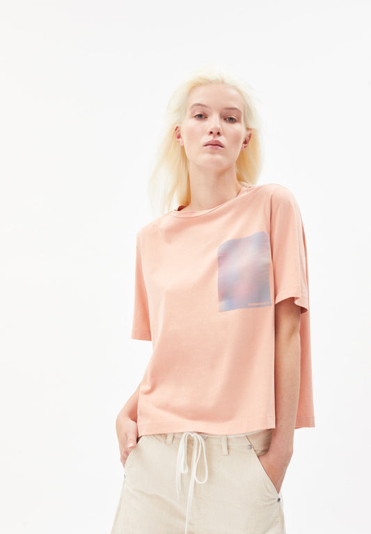 T-shirt ample rose en coton bio - layaa atmospheric peach blossom