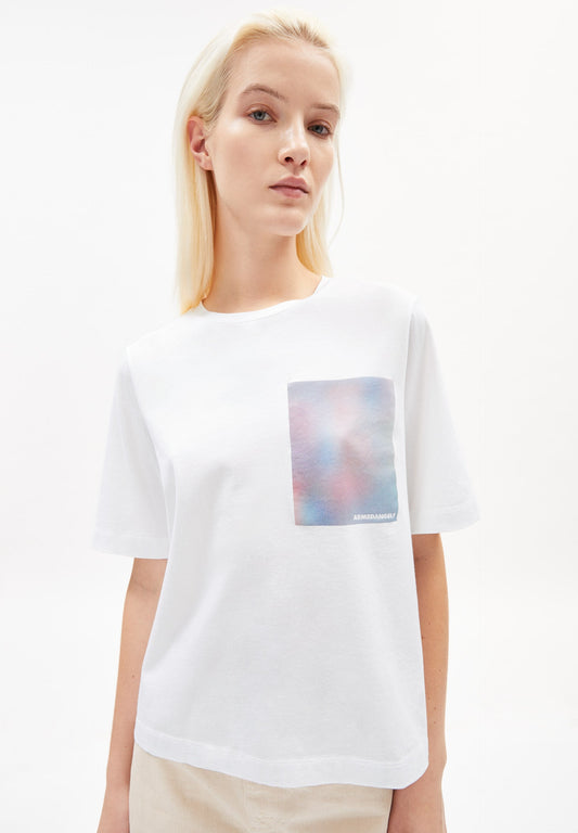 T-shirt ample imprimé blanc en coton bio - layaa atmospheric white