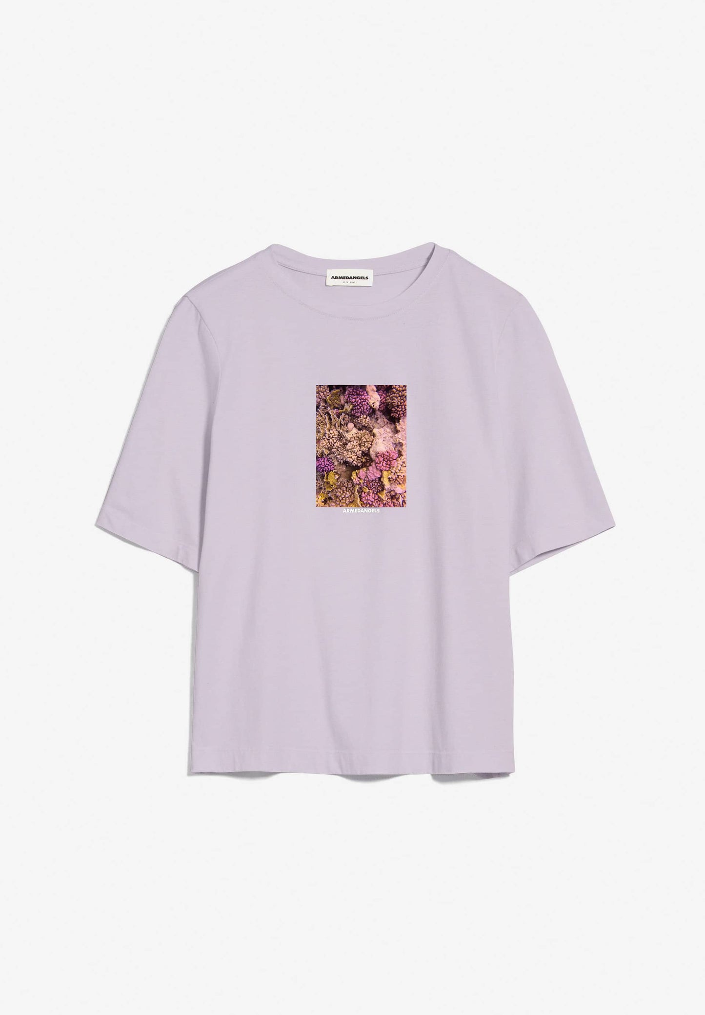 T-shirt ample lilas en coton bio - layaa coral purple noise
