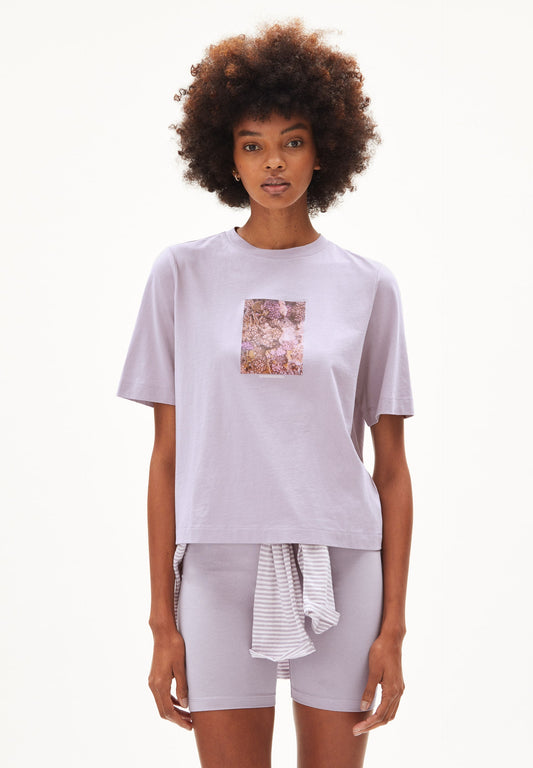 T-shirt ample lilas en coton bio - layaa coral purple noise
