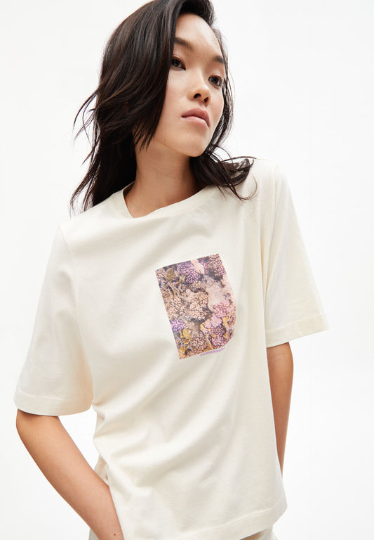 T-shirt ample imprimé non teinté en coton bio - layaa coral undyed