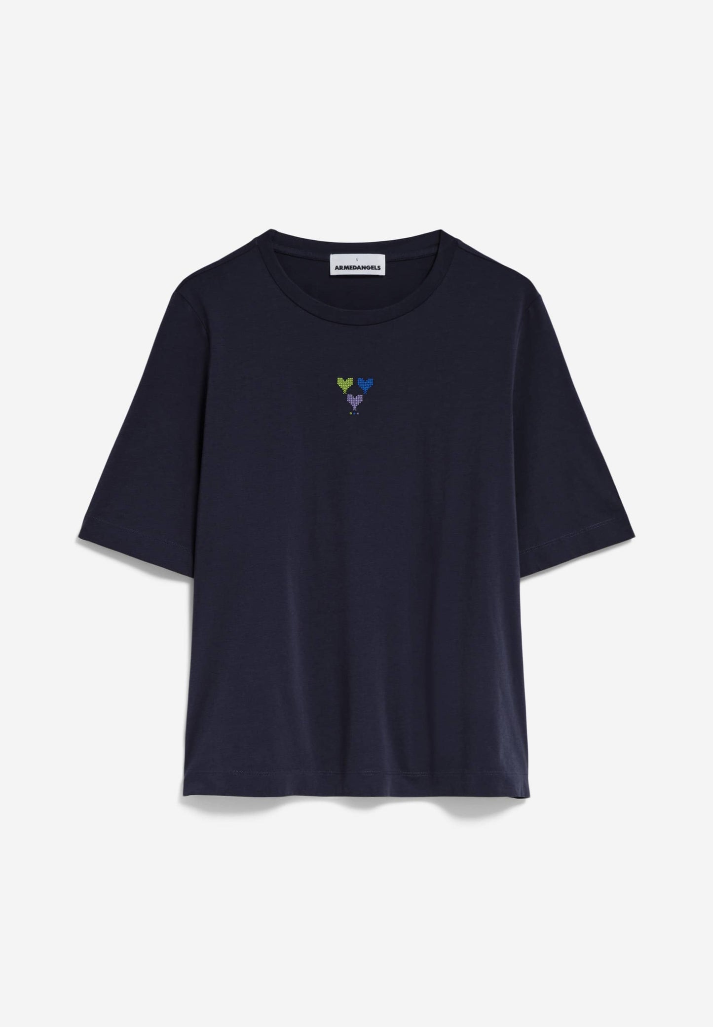 T-shirt ample brodé en coton bio | bleu "layaa delight night sky"