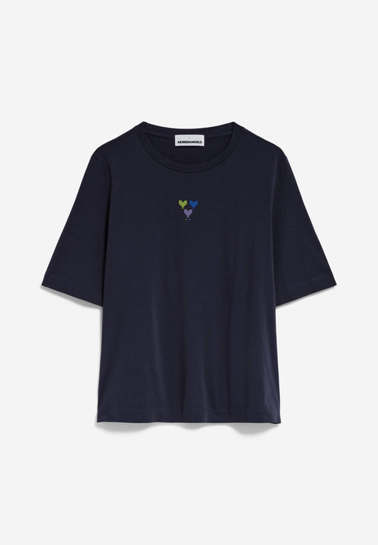 T-shirt ample brodé en coton bio | bleu "layaa delight night sky"