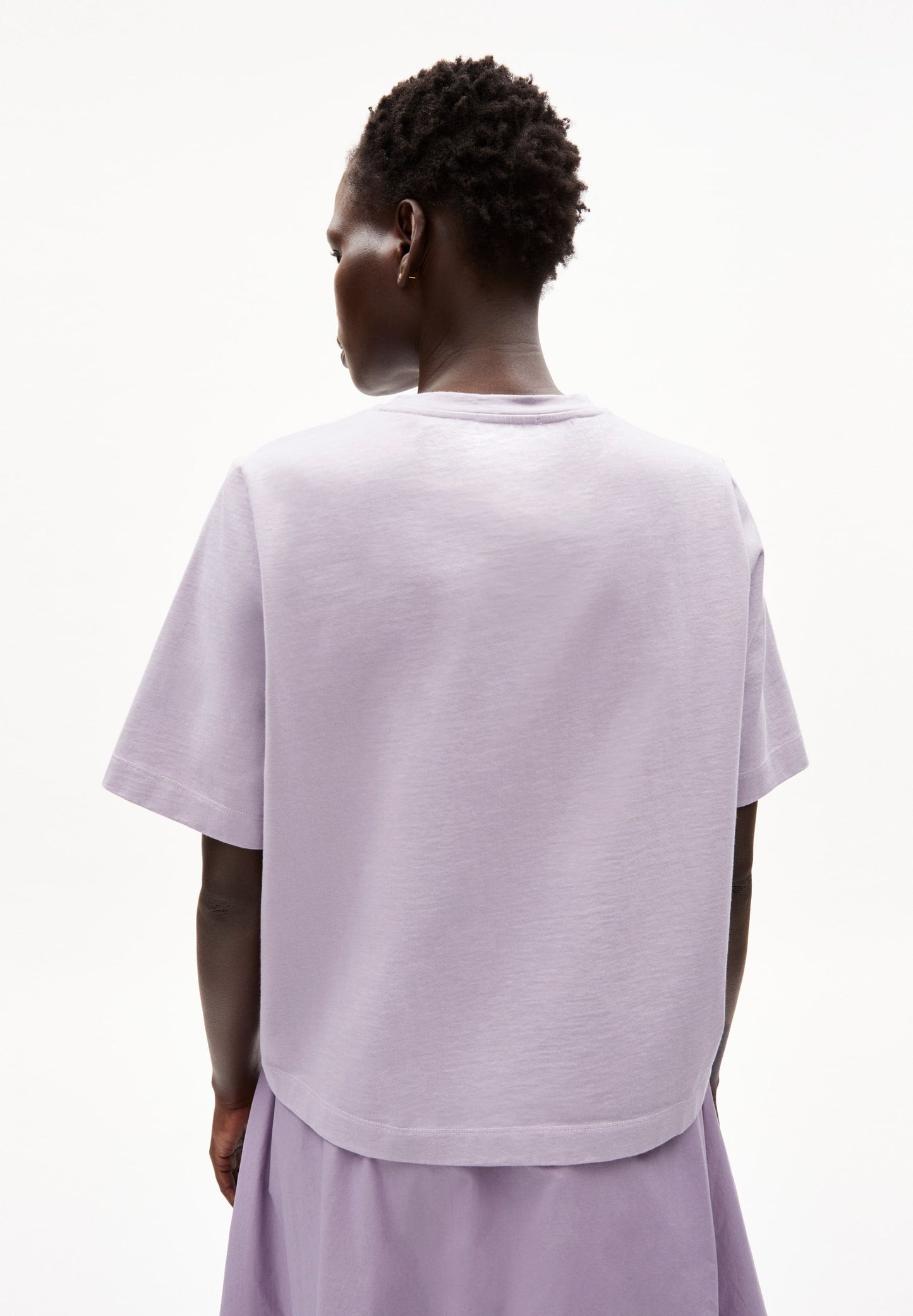 T-shirt ample imprimé lilas en coton bio - layaa diving purple noise
