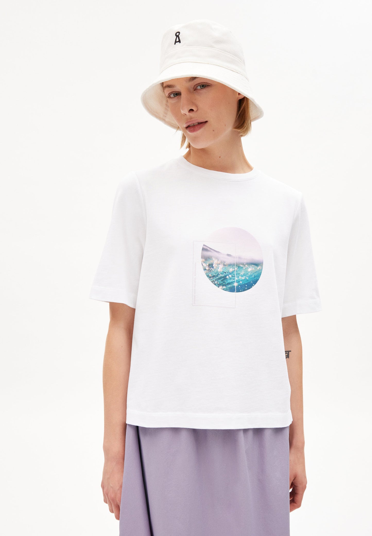 T-shirt ample imprimé blanc en coton bio - layaa diving white