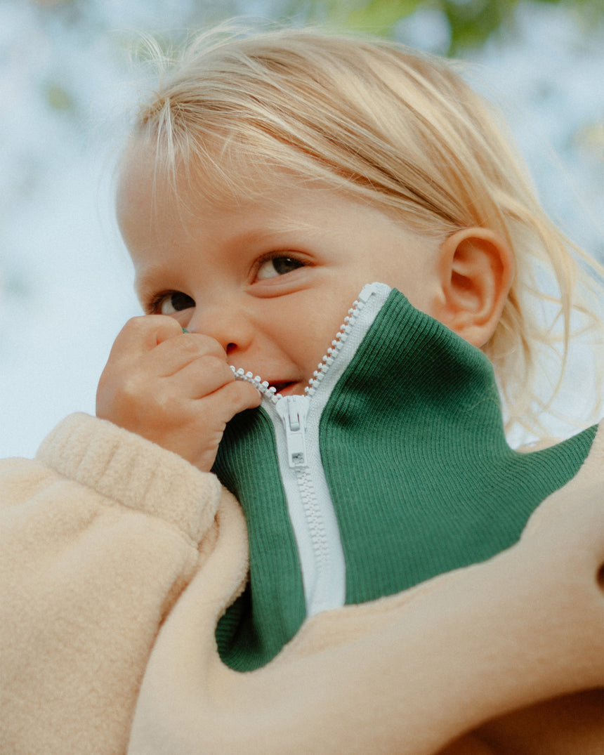 Polaire col zippé en matière recyclé | Beige "sun latte"