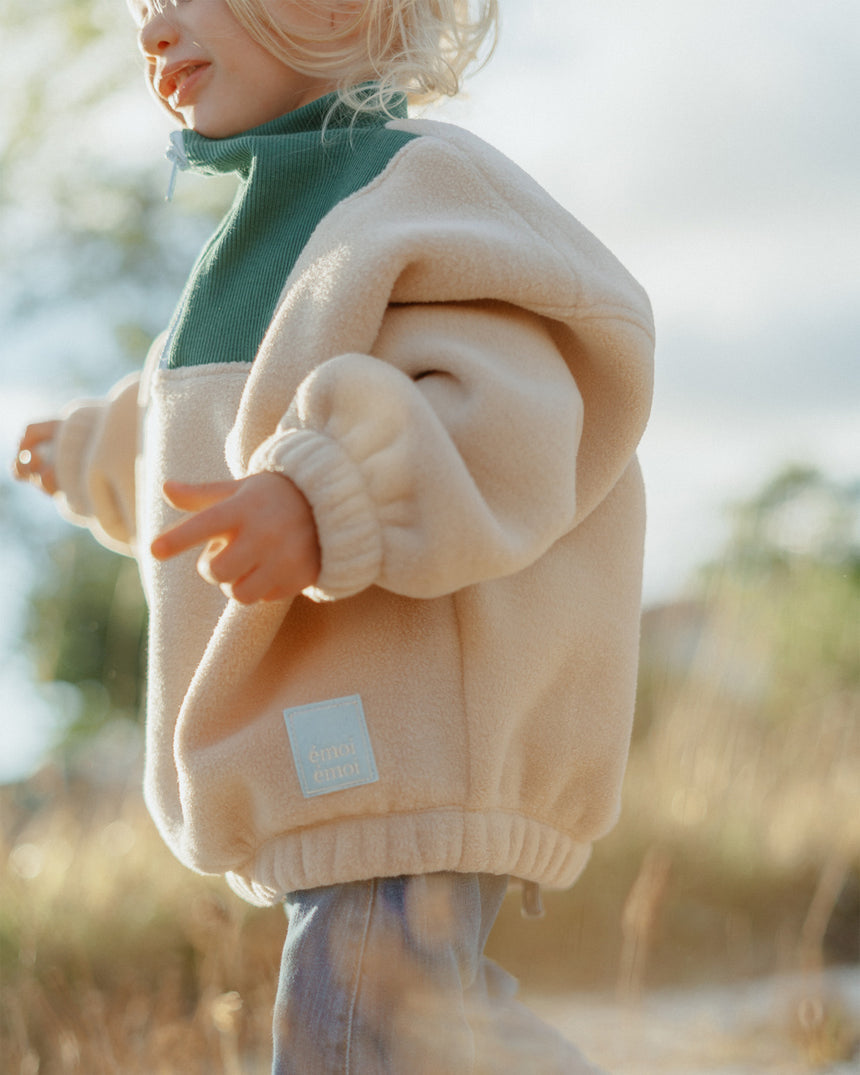 Polaire col zippé en matière recyclé | Beige "sun latte"
