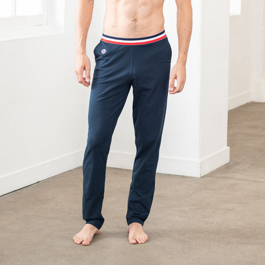 Pantalon de pyjama marine en coton bio - toudou plus - marine lsf