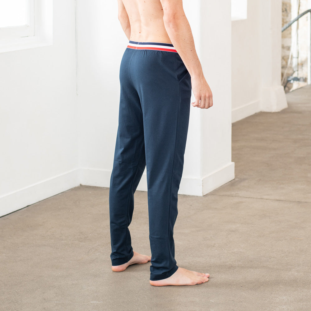Pantalon de pyjama marine en coton bio - toudou plus - marine lsf