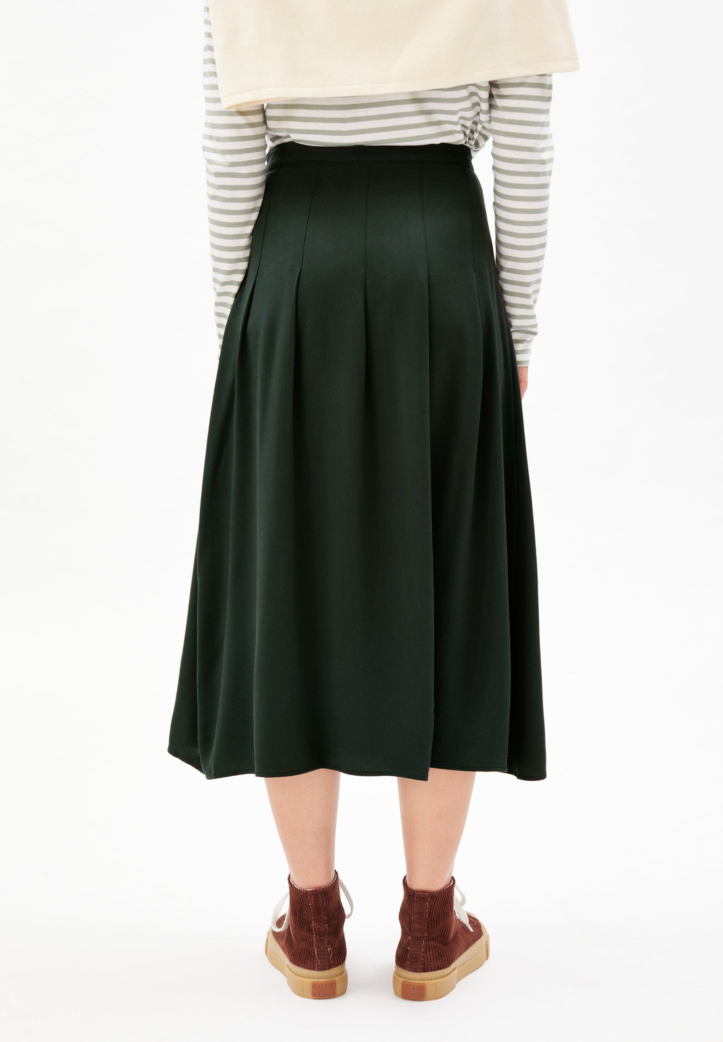 Jupe mi-longue vert bouteille en lenzing - leaahna vintage green