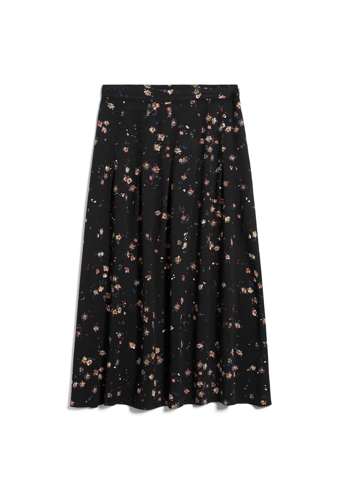 Jupe mi-longue noire fleurie en lenzing - LEAAHNA WILD BLOSSOM