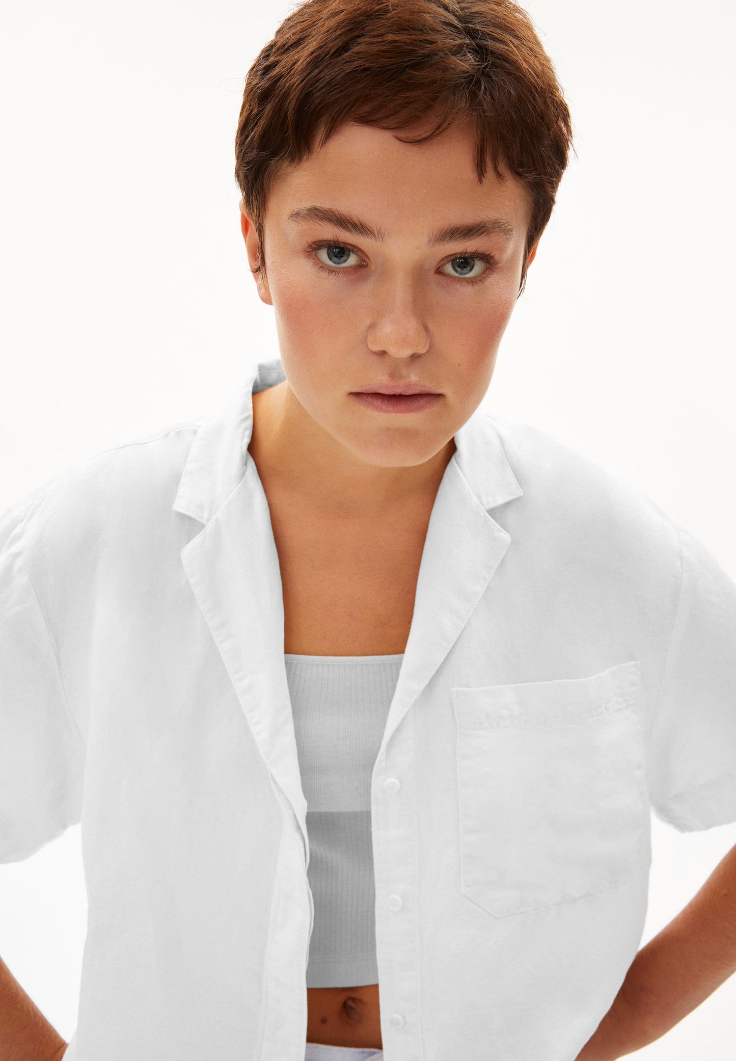 Chemisette blanche en lin, tencel et coton recyclé - leaanne lino white