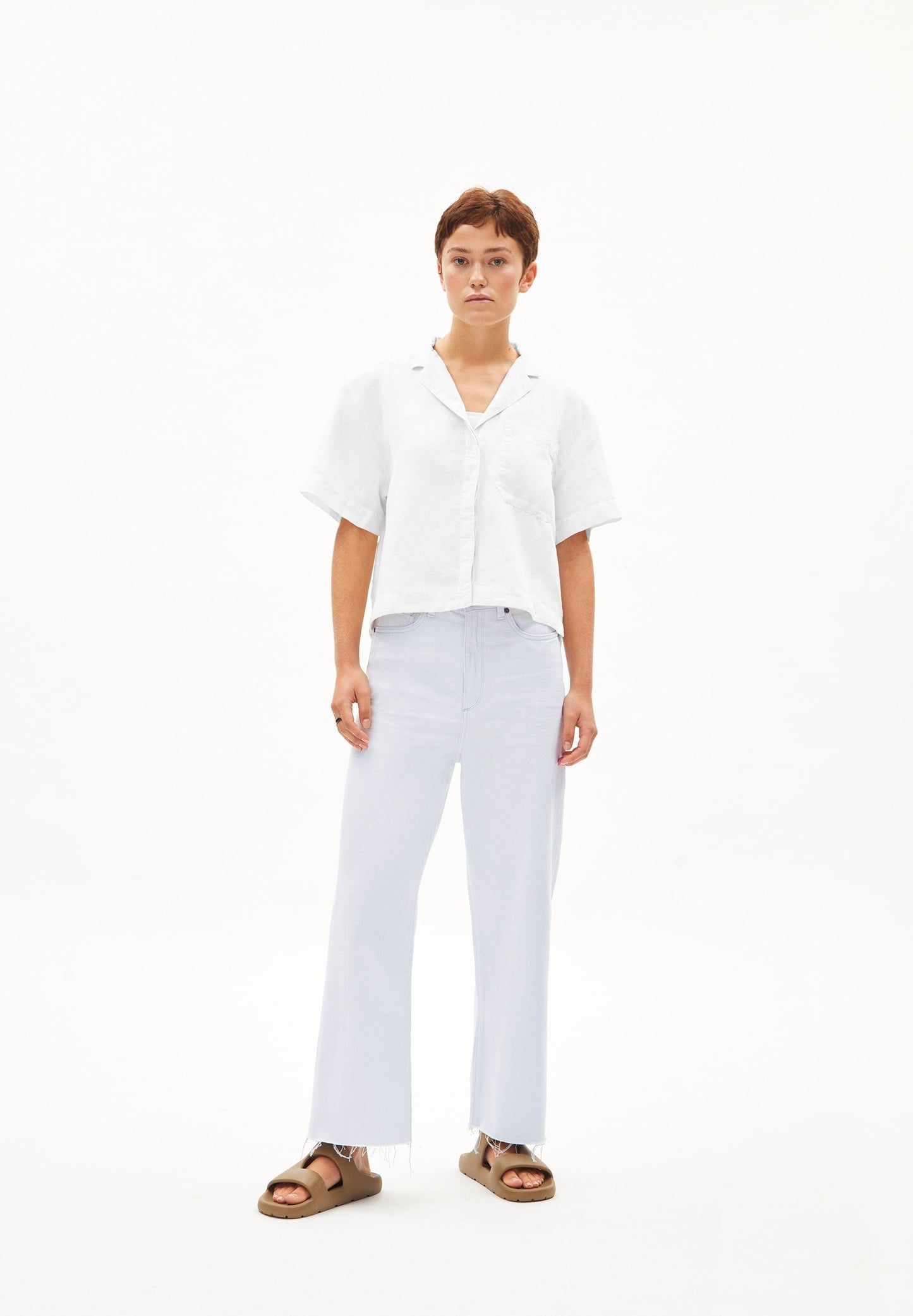 Chemisette blanche en lin, tencel et coton recyclé - leaanne lino white