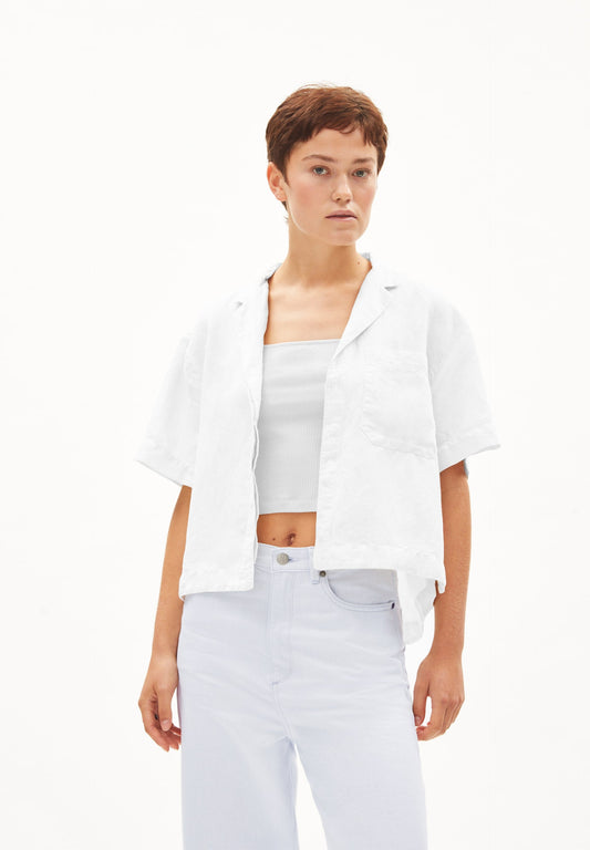 Chemisette blanche en lin, tencel et coton recyclé - leaanne lino white