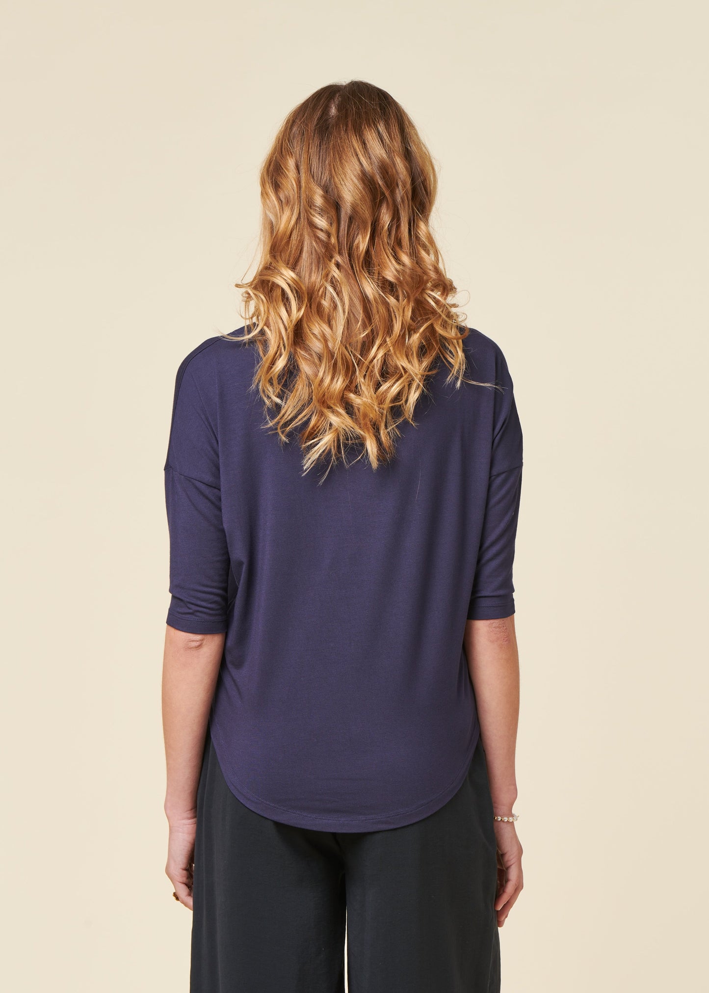 T-shirt manches 3/4 en modal | violet "zur-3 t-shirt - navy violet"