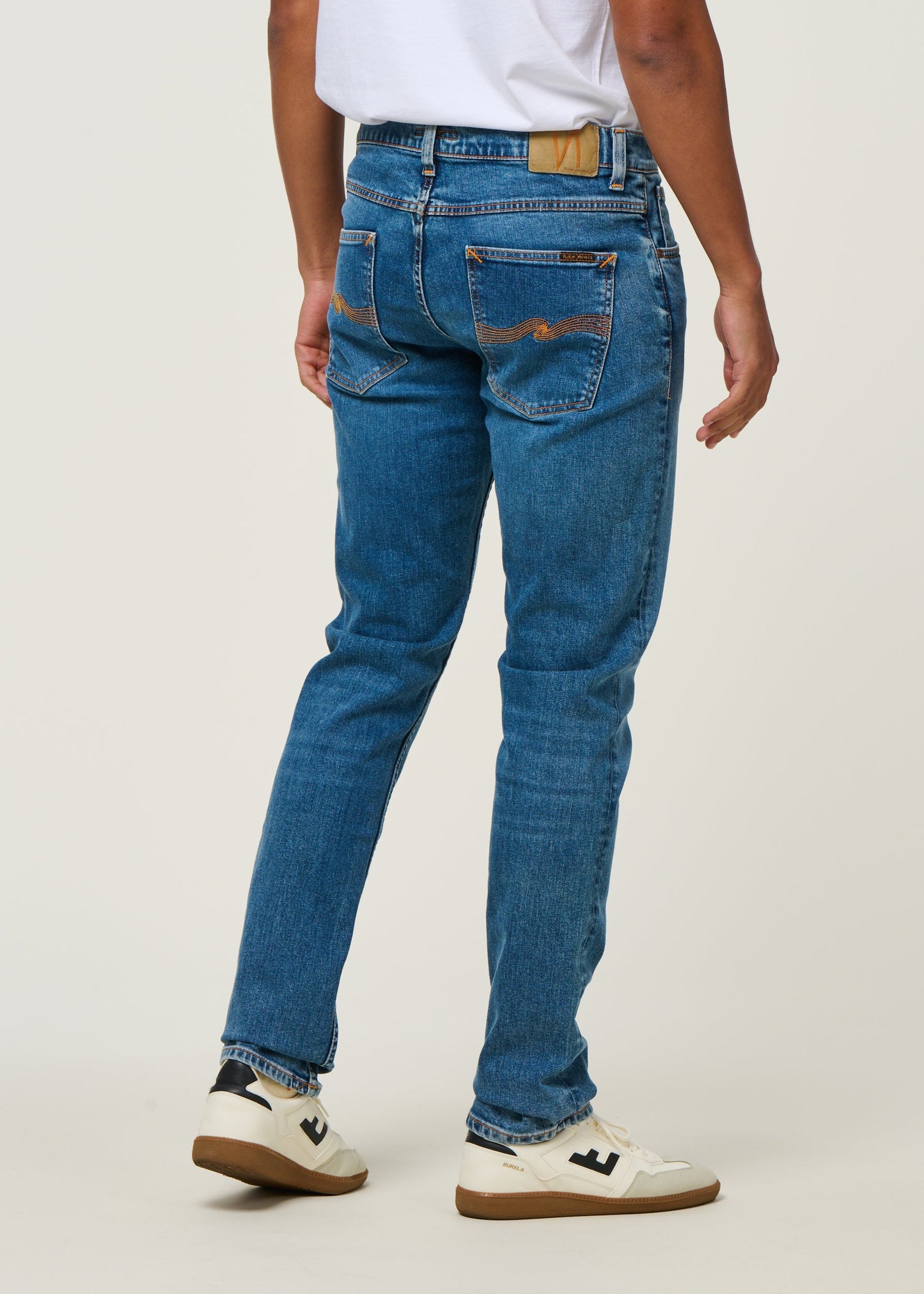 Jean slim en coton bio | bleu clair "Lean Dean lost orange"