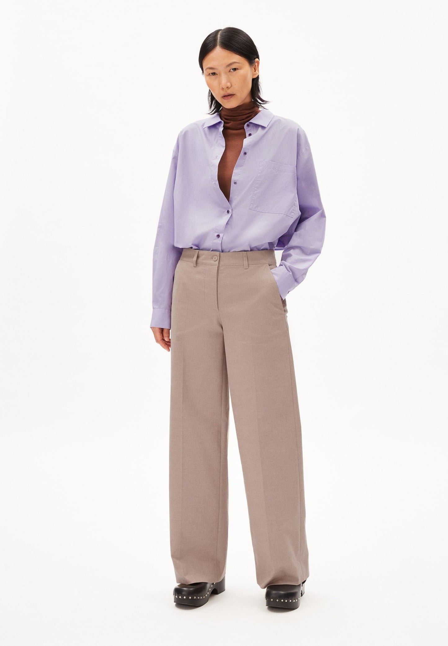Pantalon tailleur en coton bio | beige "leandraa handraa light caramel"