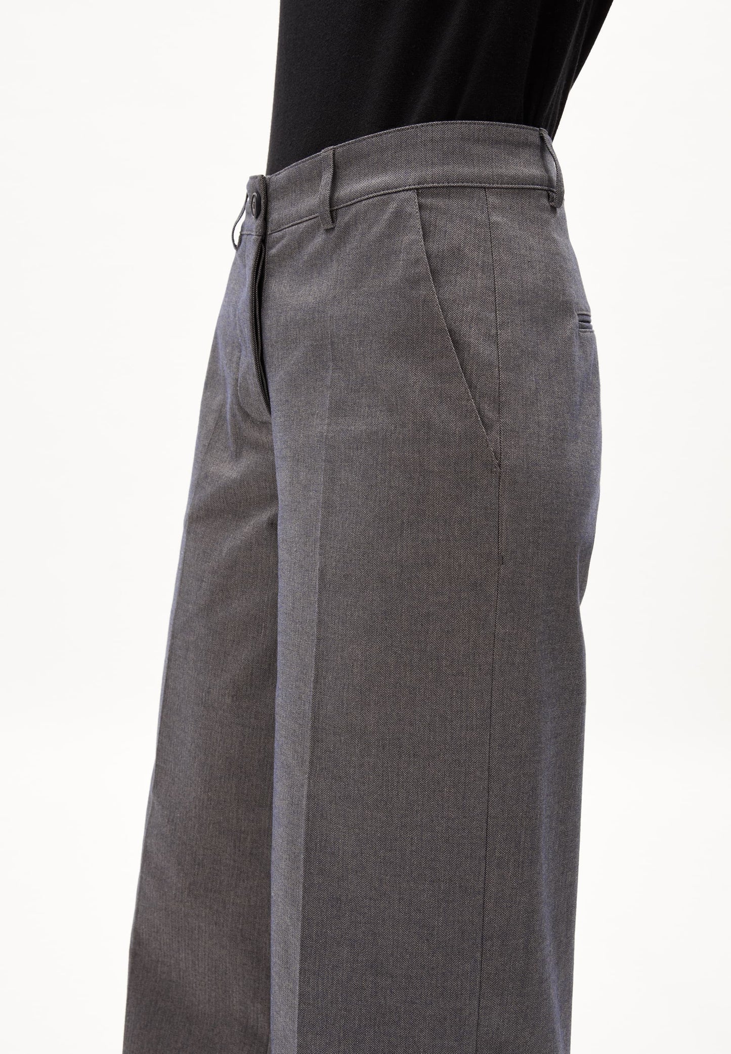 Pantalon tailleur en coton bio | Mélange marine et beige 'leandraa handraa night sky'