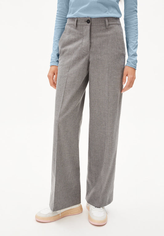 Pantalon ample gris en coton bio - leandraa herringbone grey