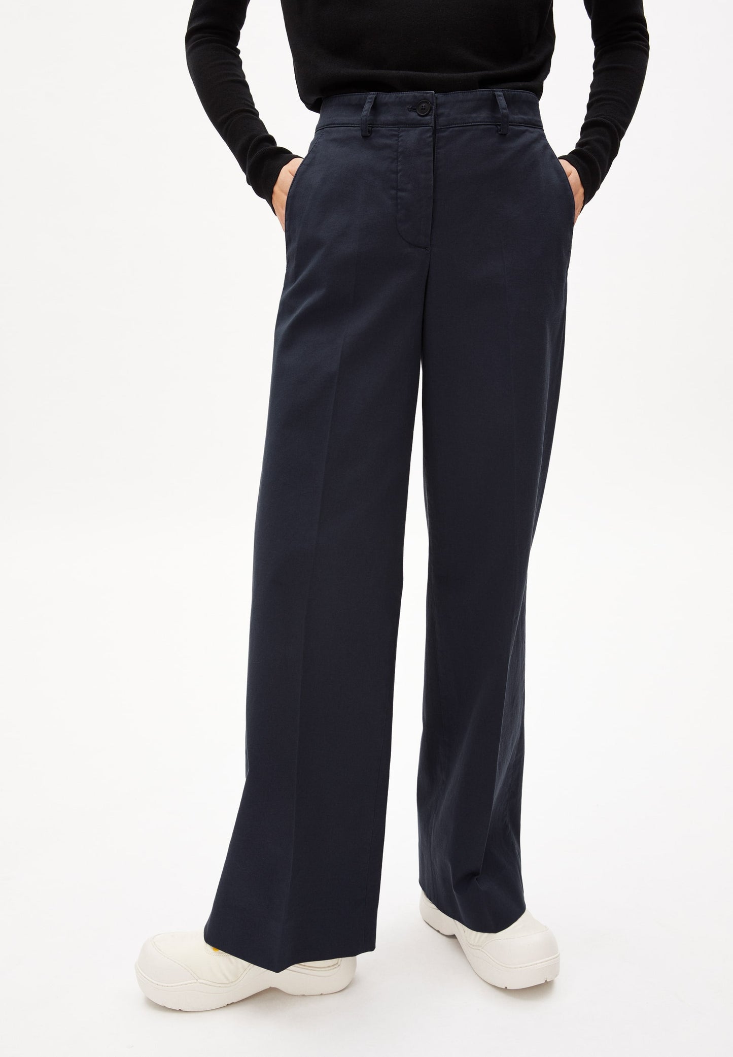 Pantalon ample marine en coton bio et recyclé - leandraa night sky
