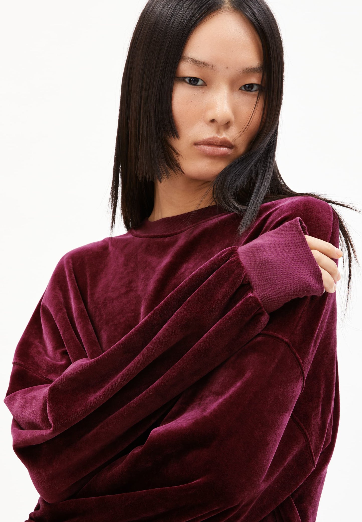 Pull velours en modal | rouge "ledianaa - cranberry juice"