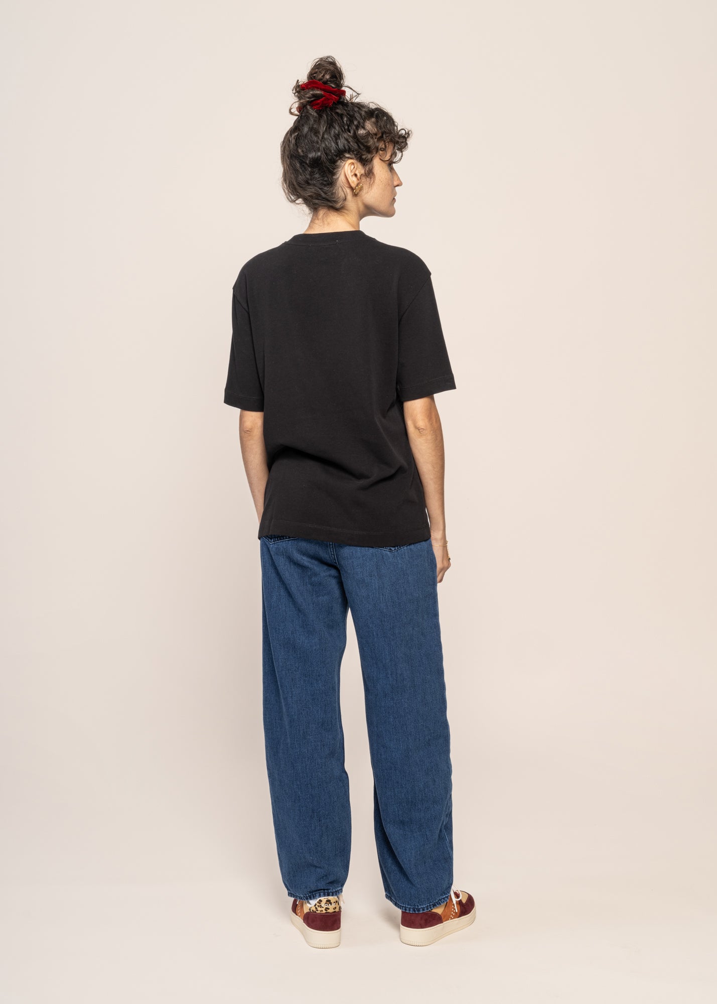 Jean ballon en coton bio | bleu "leila cropped alex dark worn"