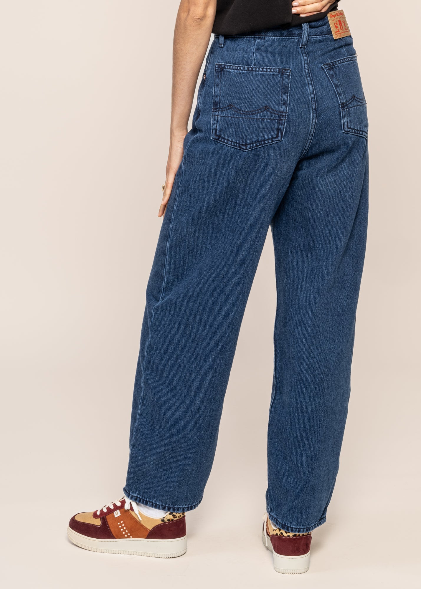 Jean ballon en coton bio | bleu "leila cropped alex dark worn"