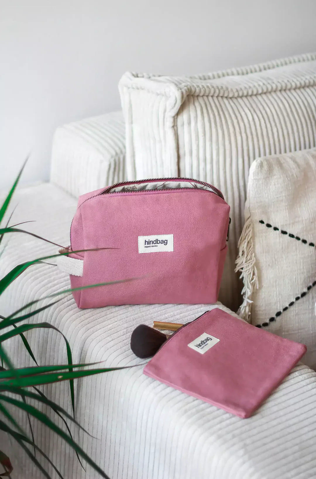 Trousse de toilette en coton bio | Rose "leon rose blush"