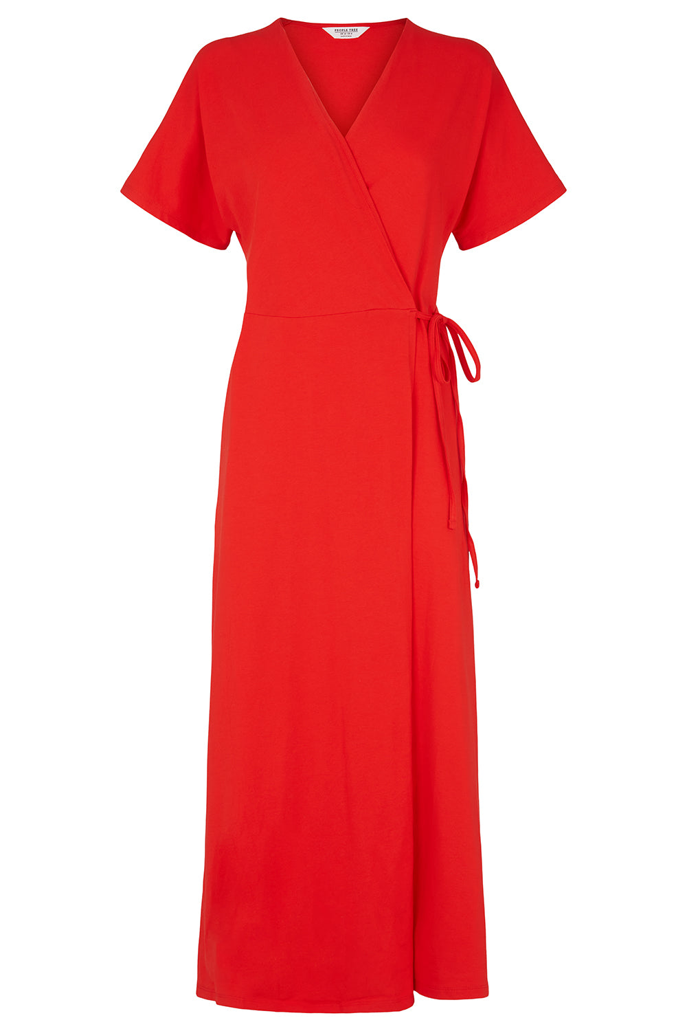 Robe portefeuille rouge en coton bio - leora wrap dress red