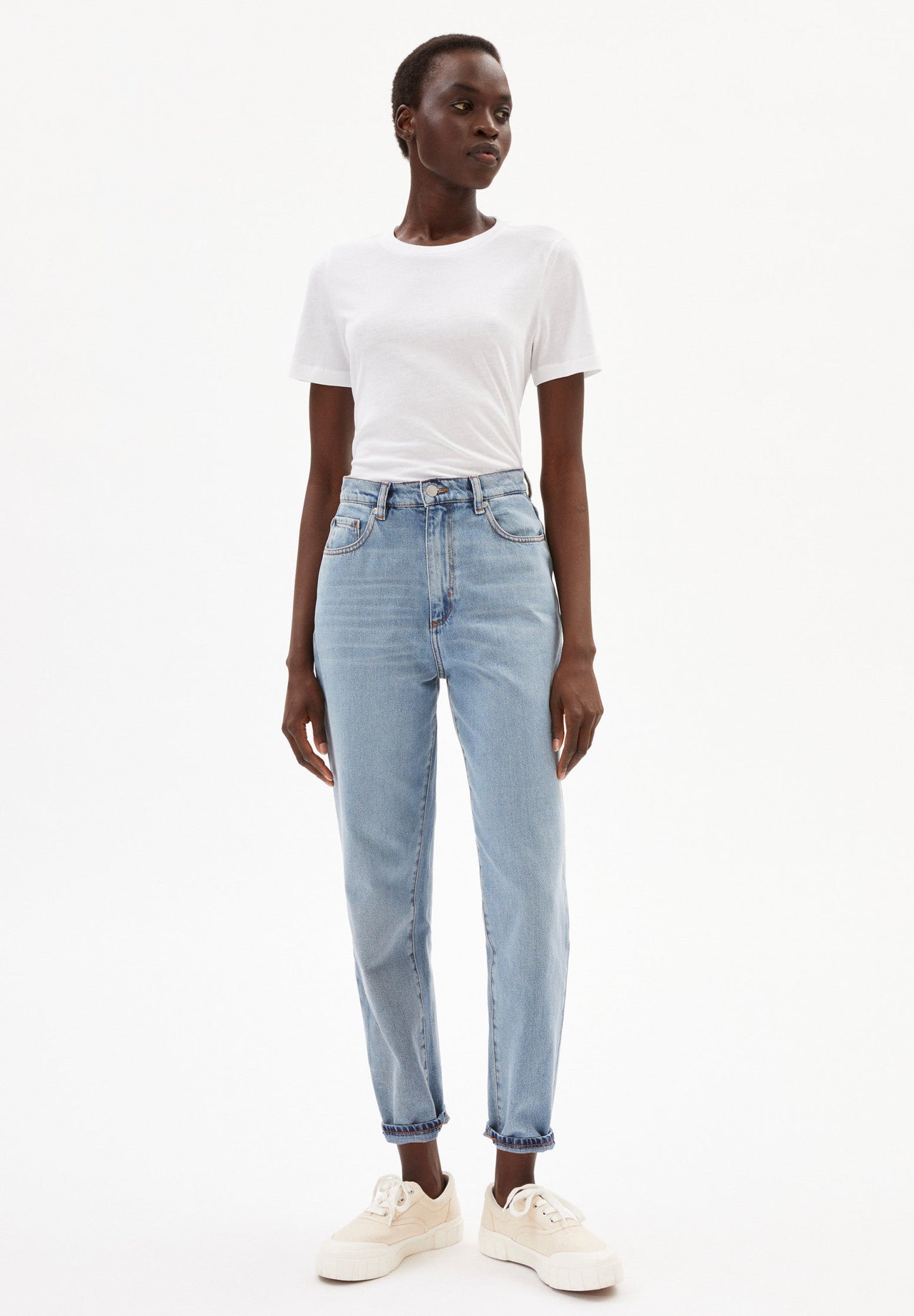 T-shirt uni blanc en coton - LIDAA