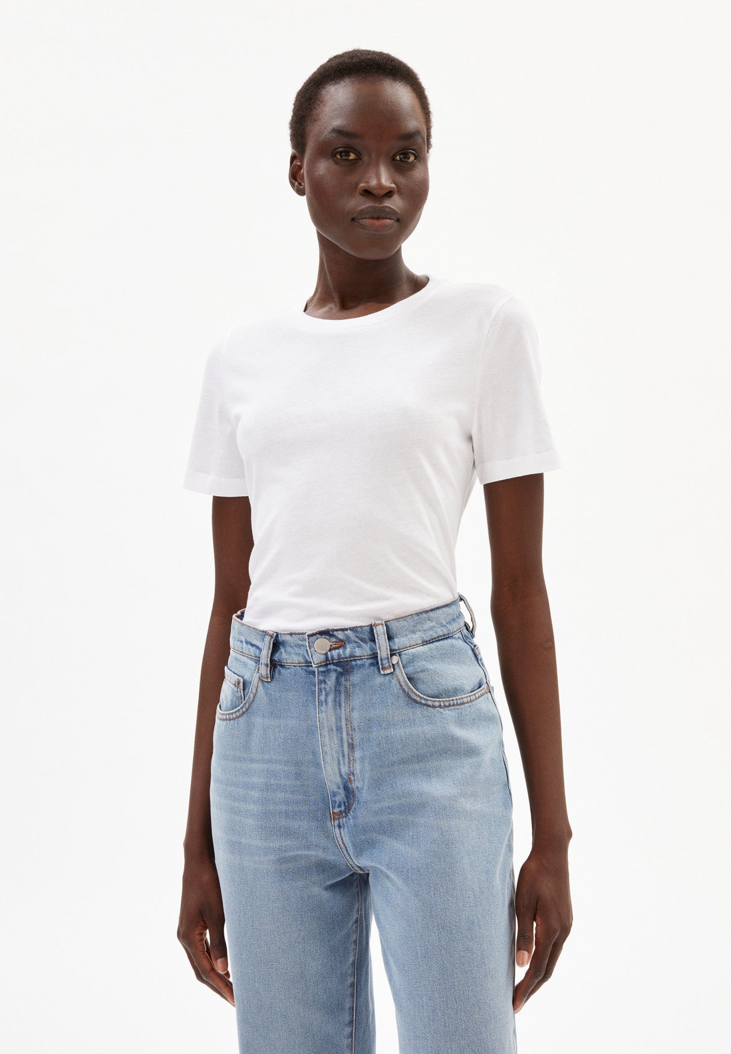 T-shirt uni blanc en coton - LIDAA
