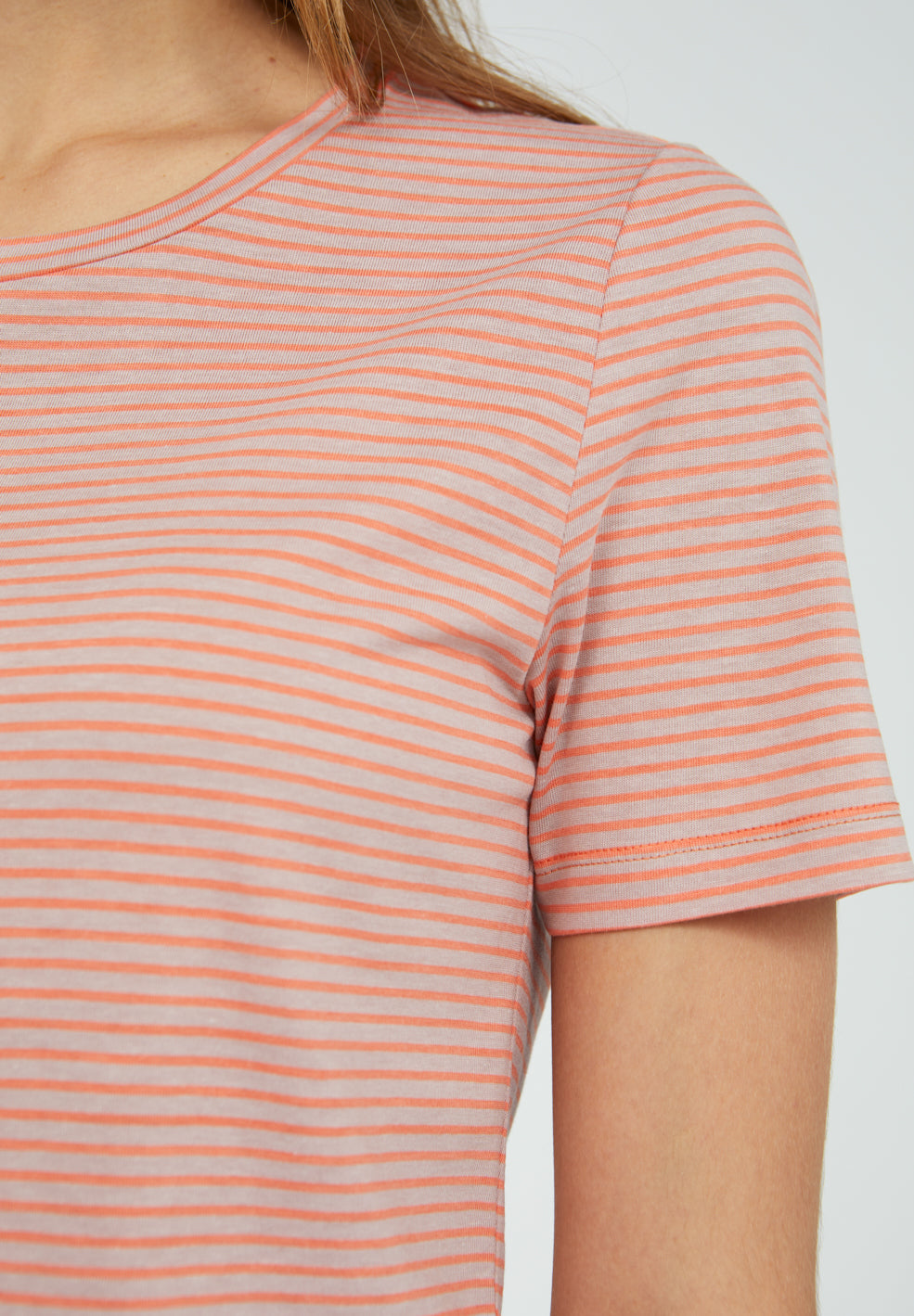 T-shirt à rayures roses en tencel et coton bio - LIDIAA SMALL STRIPES
