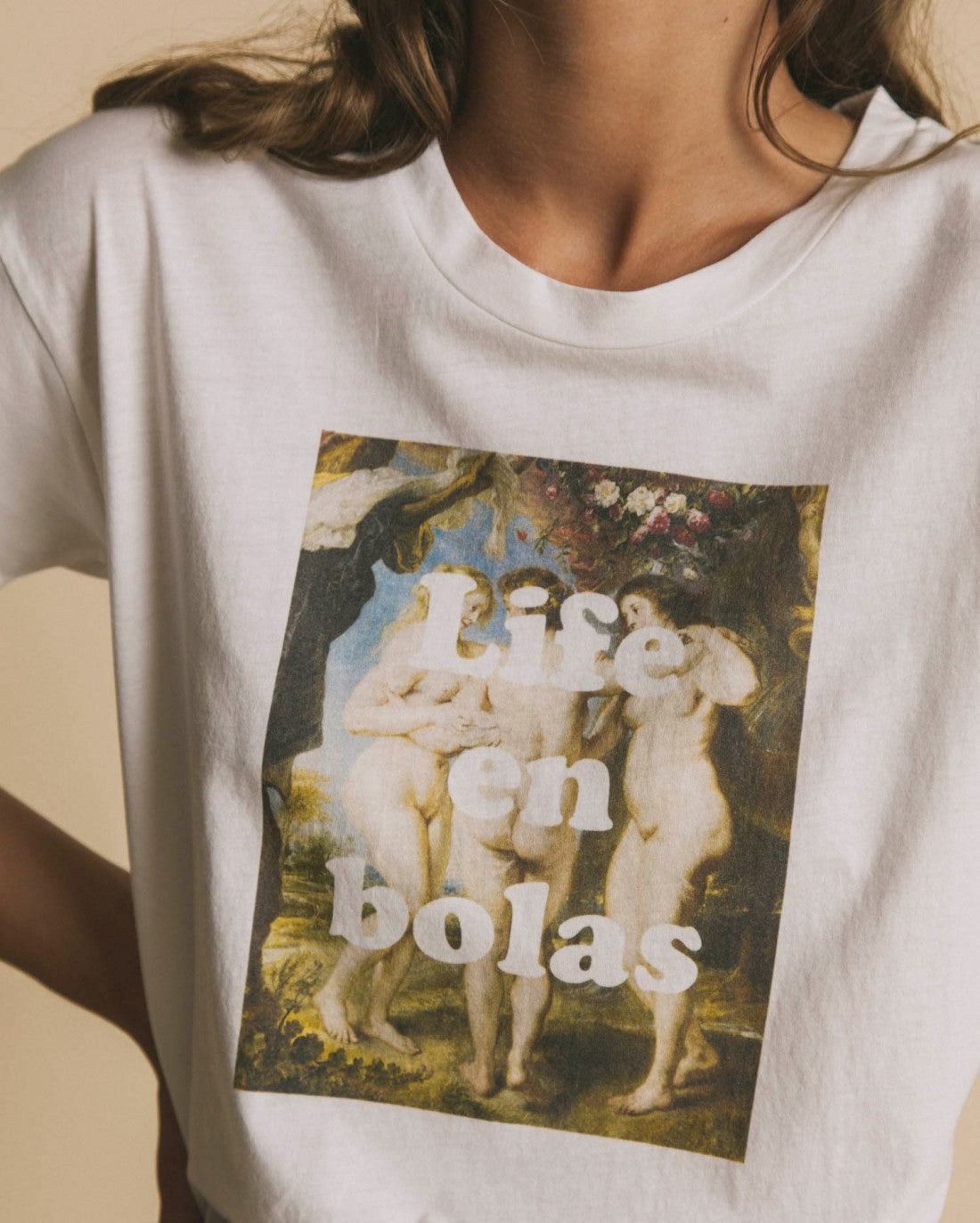 T-shirt imprimé blanc en coton bio - Life en bolas