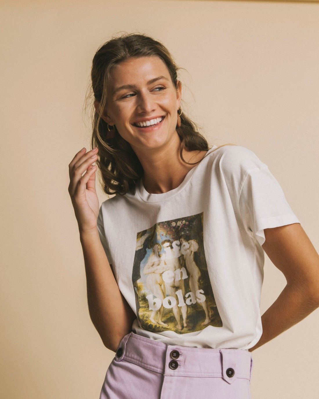 T-shirt imprimé blanc en coton bio - Life en bolas
