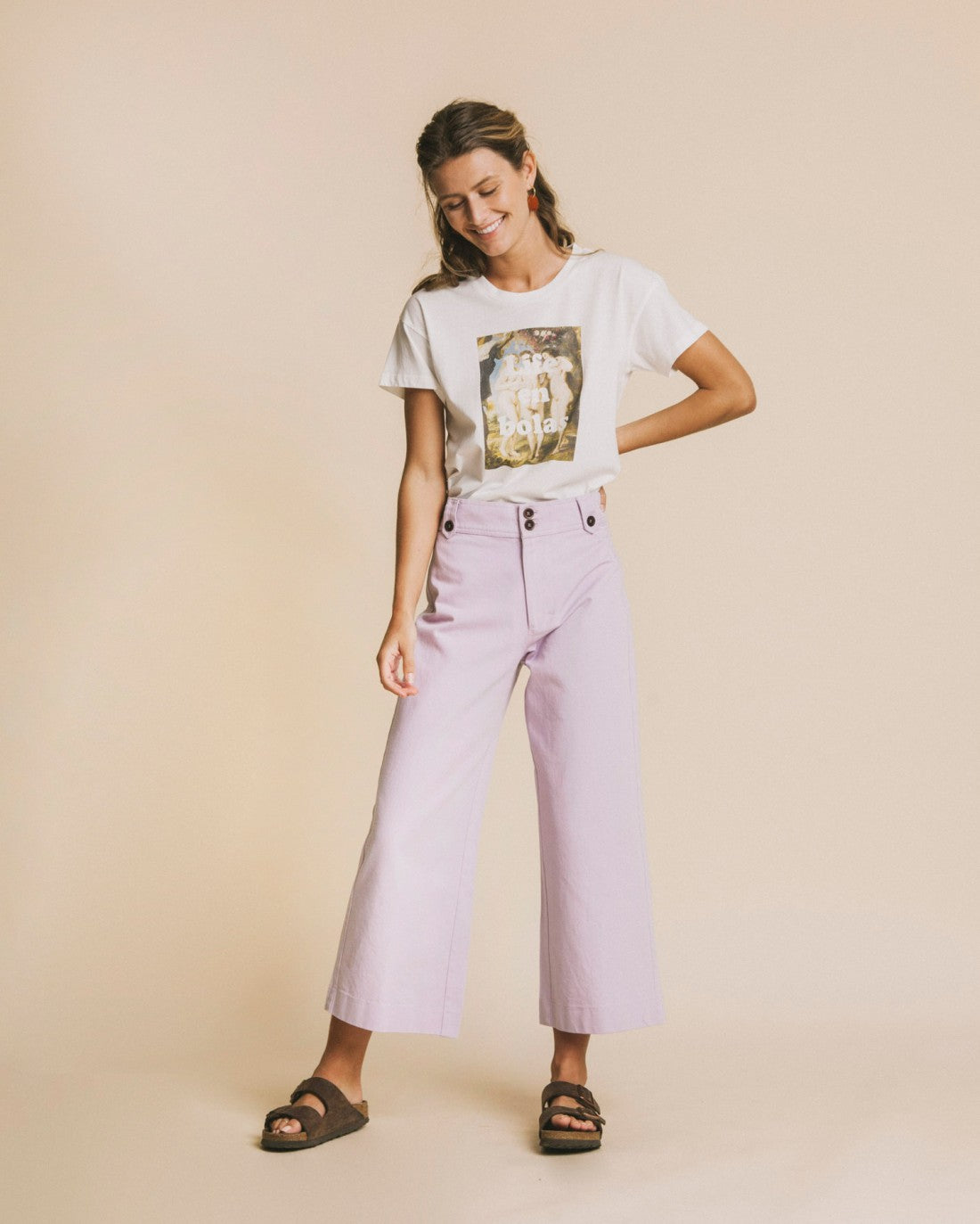T-shirt imprimé blanc en coton bio - Life en bolas