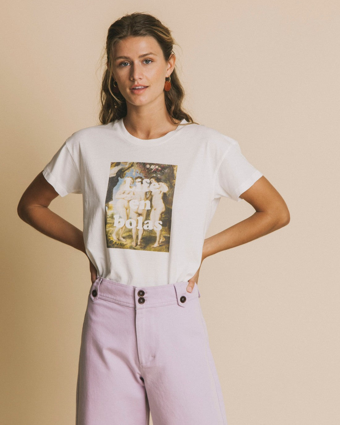 T-shirt imprimé blanc en coton bio - Life en bolas